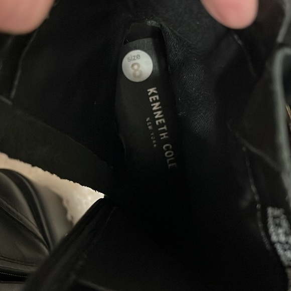 NWT Kenneth Cole Rhode Heel Buckle Polar Grip Black Leather Mid Calf Boots Sz 8 - Picture 7 of 11